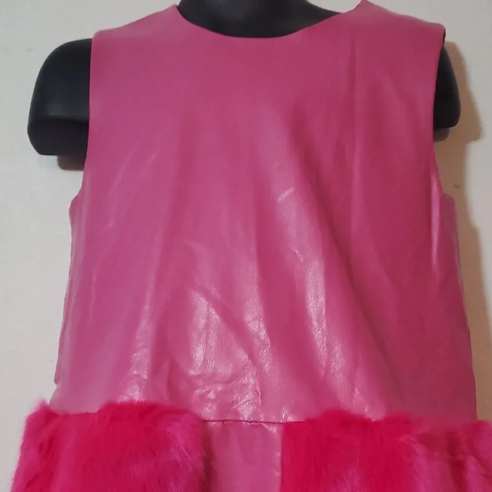 Imoga Vibrant Pink Furry Kids Dress